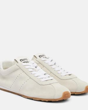 Miu Miu Plume Suede Sneakers - White