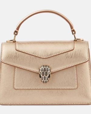 BVLGARI Serpenti Forever Mini Leather Tote Bag - Natural