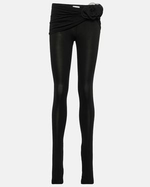 Magda Butrym Floral-Applique Jersey Leggings - Black