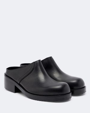 Dries Van Noten Mules De Piel - Negro