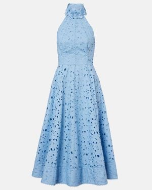 Rebecca Vallance Nuvola Broderie Anglaise Cotton Midi Dress - Blue