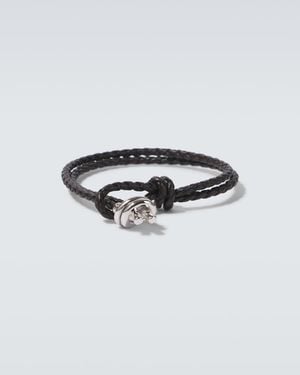 Bottega Veneta Leather-Trimmed Sterling Bracelet - White