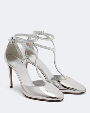 Ferragamo Tildea Metallic Leather Slingback Pumps - White