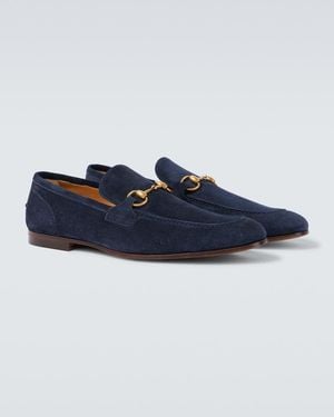 Gucci Loafers Jordaan Horsebit Aus Veloursleder - Blau