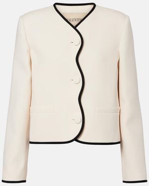 Valentino Crepe Couture Scalloped Jacket - Natural