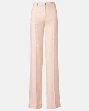 Loro Piana Goldie Linen And Wool Straight Pants - Pink