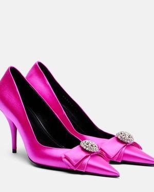 Balenciaga Avenue Palazzo 90 Embellished Satin Court Shoes - Pink