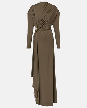 Bottega Veneta Gathered Crepe Jersey Maxi Dress - Green