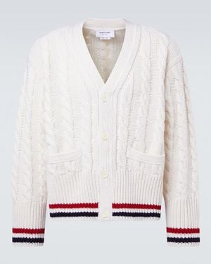 Thom Browne Cardigan Rwb Stripe Aus Schurwolle - Weiß