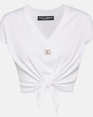Dolce & Gabbana Jersey T-Shirt With Dg Logo And Knot Detail - White
