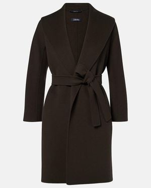 Max Mara Virgin Wool Wrap Coat - Black