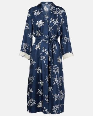 Max Mara Timeo Printed Twill Wrap Dress - Blue