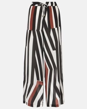Max Mara Tropea Striped Silk Wide-Leg Trousers - White