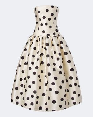 The New Arrivals Ilkyaz Ozel Leyla Polka-Dot Satin Bustier Gown - White