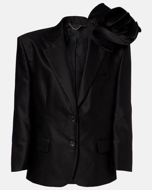 Magda Butrym Floral-Applique Cotton Blazer - Black