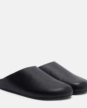 The Row Hudson Leather Mules - Grey
