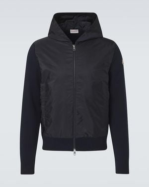Moncler Tricot Hooded Cotton-Blend Jacket - Blue