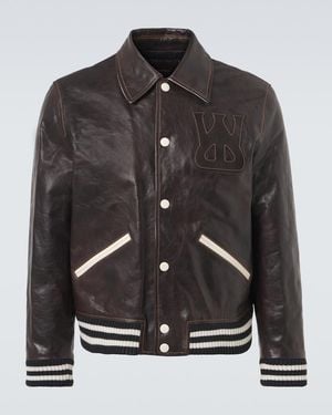 Wales Bonner Prince Leather Varsity Jacket - Black