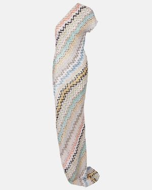 Missoni Wave One-Shoulder Maxi Dress - White