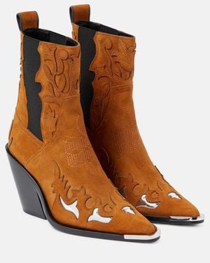 Rabanne Suede Ankle Boots - Brown