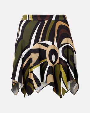 PUCCI Marmo Asymmetric Satin Jersey Miniskirt - Black