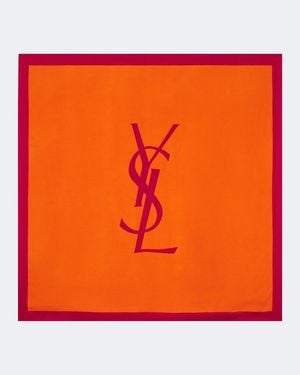 Saint Laurent Cassandre Silk Twill Scarf - Orange
