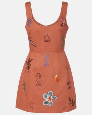 ALÉMAIS Dusty Embroidered Cotton Minidress - Orange
