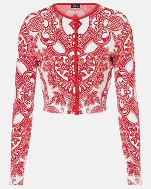 Etro Paisley Cropped Cardigan - Red