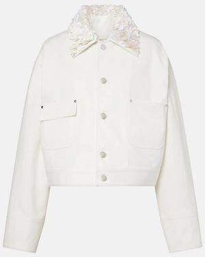 Plan C Sequined Cotton Drill Jacket - White