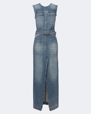 Dries Van Noten Maxikleid Aus Denim - Blau