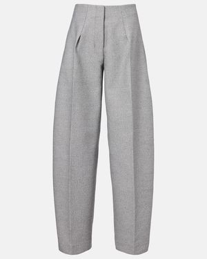Jacquemus Curvo Cotton And Wool Wide-Leg Pants - Gray