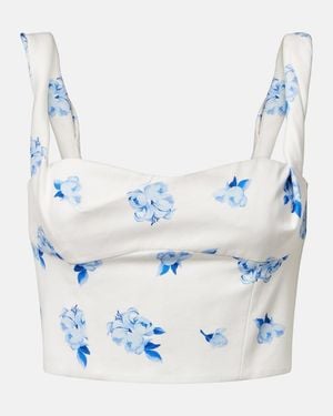 LEO LIN Lexi Floral Cotton Crop Top - Blue
