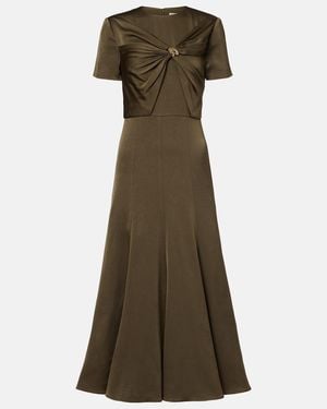 Roland Mouret Gathered Crepe Satin Midi Dress - Green