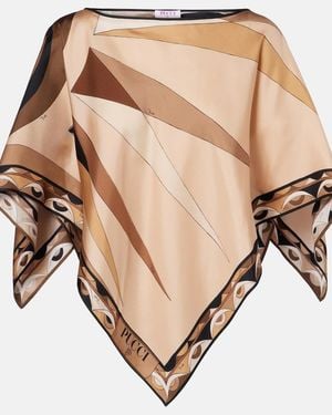 PUCCI Hawaii Silk Satin Cape - Natural