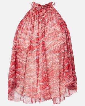 Isabel Marant Akila Printed Top - Red