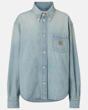 Miu Miu Logo Chambray Shirt - Blue