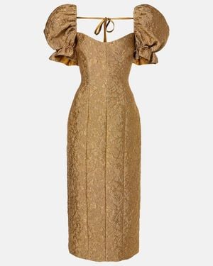Markarian Farrah Floral Brocade Midi Dress - Metallic