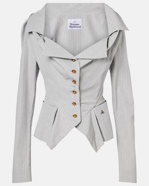 Vivienne Westwood Monday Pinstripe Peplum Cotton Shirt - Grey