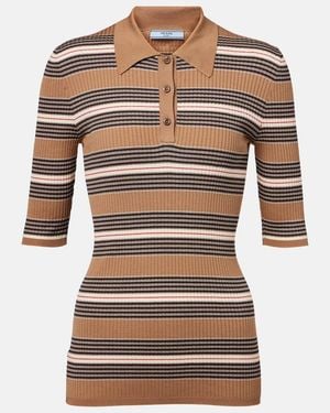 Prada Cotton-Blend Polo Jumper - Brown