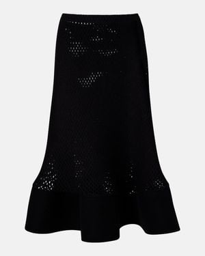 Alaïa Open-Knit Wool-Blend Midi Skirt - Black