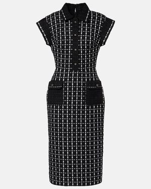 Elie Saab Tweed Midi Dress - Black