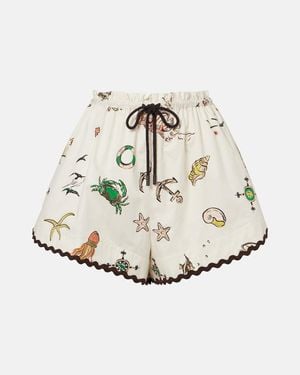 ALÉMAIS Printed Cotton Shorts - White