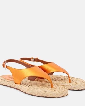 Paris Texas Amalfi Metallic Leather Thong Sandals - Orange