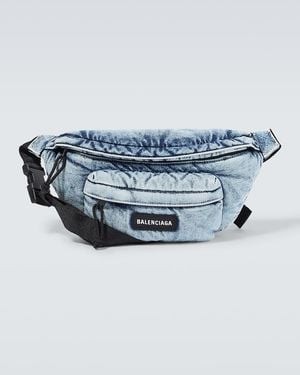 Balenciaga Explorer Denim Belt Bag - Blue