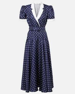 Rodarte Polka-Dot Silk Twill Midi Dress - Blue
