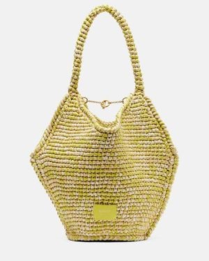 KHAITE Lotus Mini Raffia Tote Bag - Metallic
