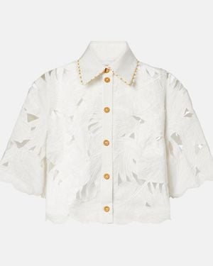 Zimmermann Mahon Embroidered Cotton Poplin Shirt - White