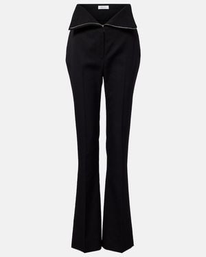 McQueen Wool Bootcut Trousers - Black