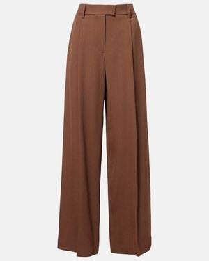 Brunello Cucinelli Monili Pleated Wool-Blend Wide-Leg Pants - Brown