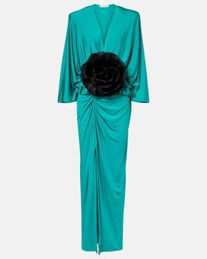 JACQUES WEI Floral-Applique Jersey Maxi Dress - Blue